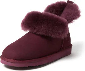 Dearfoams Women's Fireside Genuine Shearling Water Resistant Indoor/Outdoor Foldover Boot