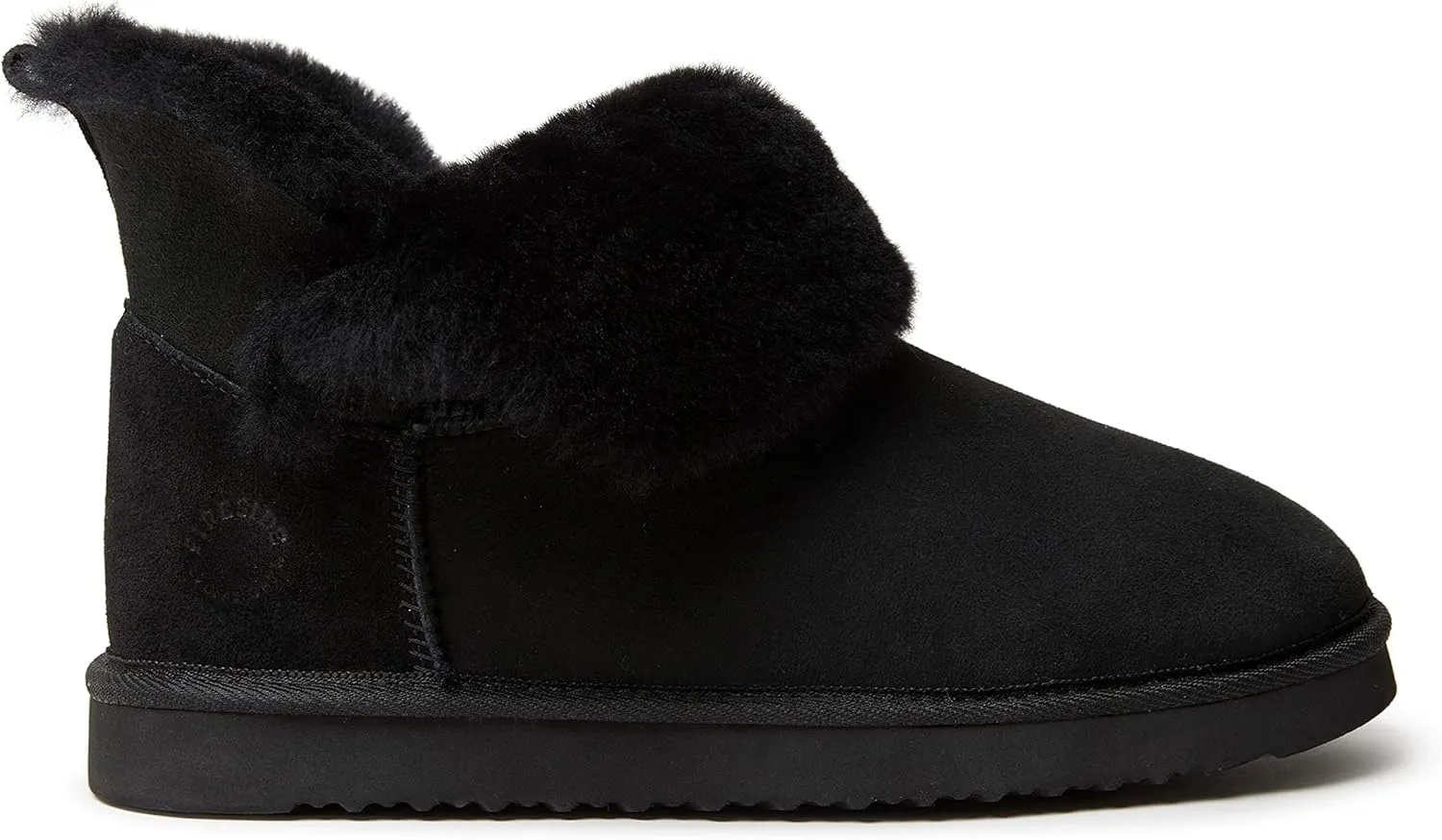 Dearfoams Women's Fireside Genuine Shearling Water Resistant Indoor/Outdoor Foldover Boot
