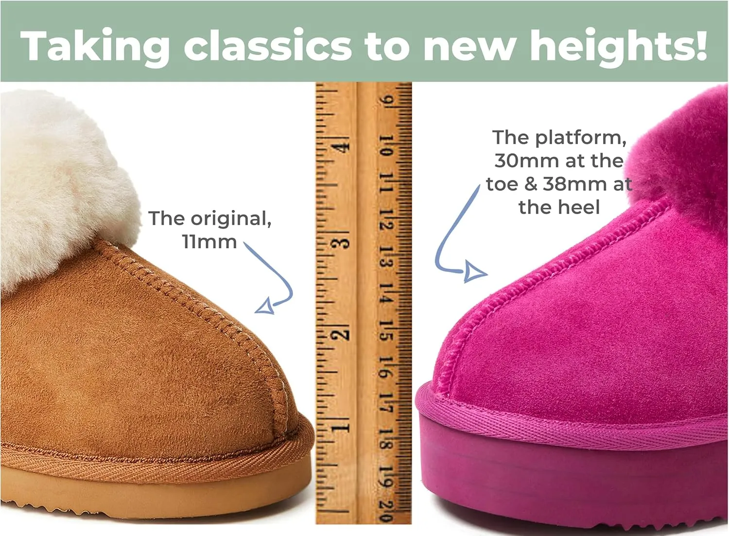 Dearfoams Women's Fireside Melton Genuine Shearling Shearling Platform Slippers Scuff