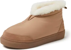 Dearfoams Women's Fireside Nylon Australian Shearling Water Resistant Après Winter Warm Up Bootie