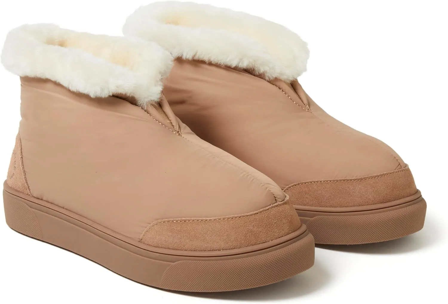 Dearfoams Women's Fireside Nylon Australian Shearling Water Resistant Après Winter Warm Up Bootie