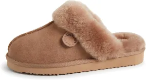 Dearfoams Women's Fireside Sydney Shearling Fur Indoor/Outdoor Scuff Slipper with Wide Widths