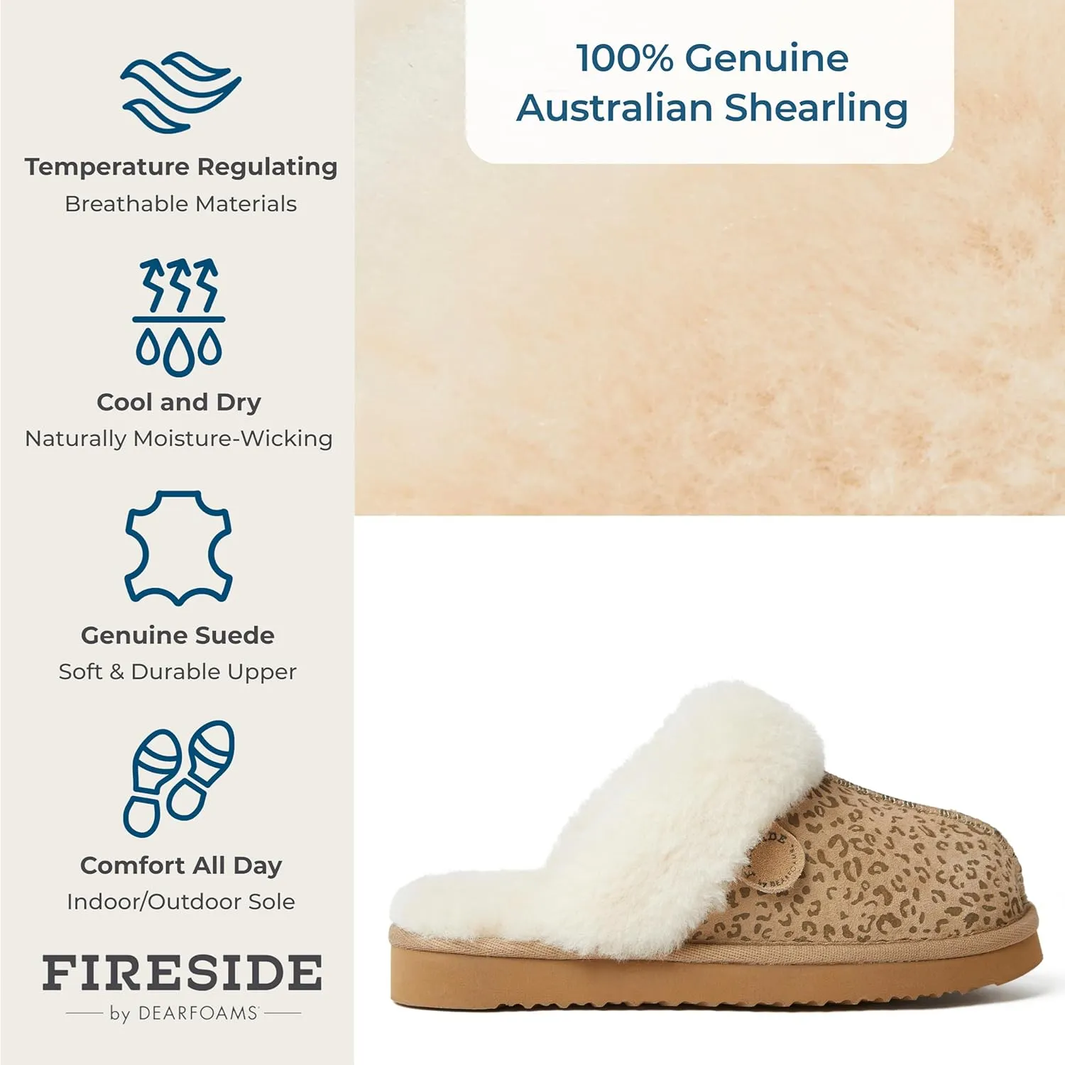 Dearfoams Women's Fireside Sydney Shearling Fur Indoor/Outdoor Scuff Slipper with Wide Widths