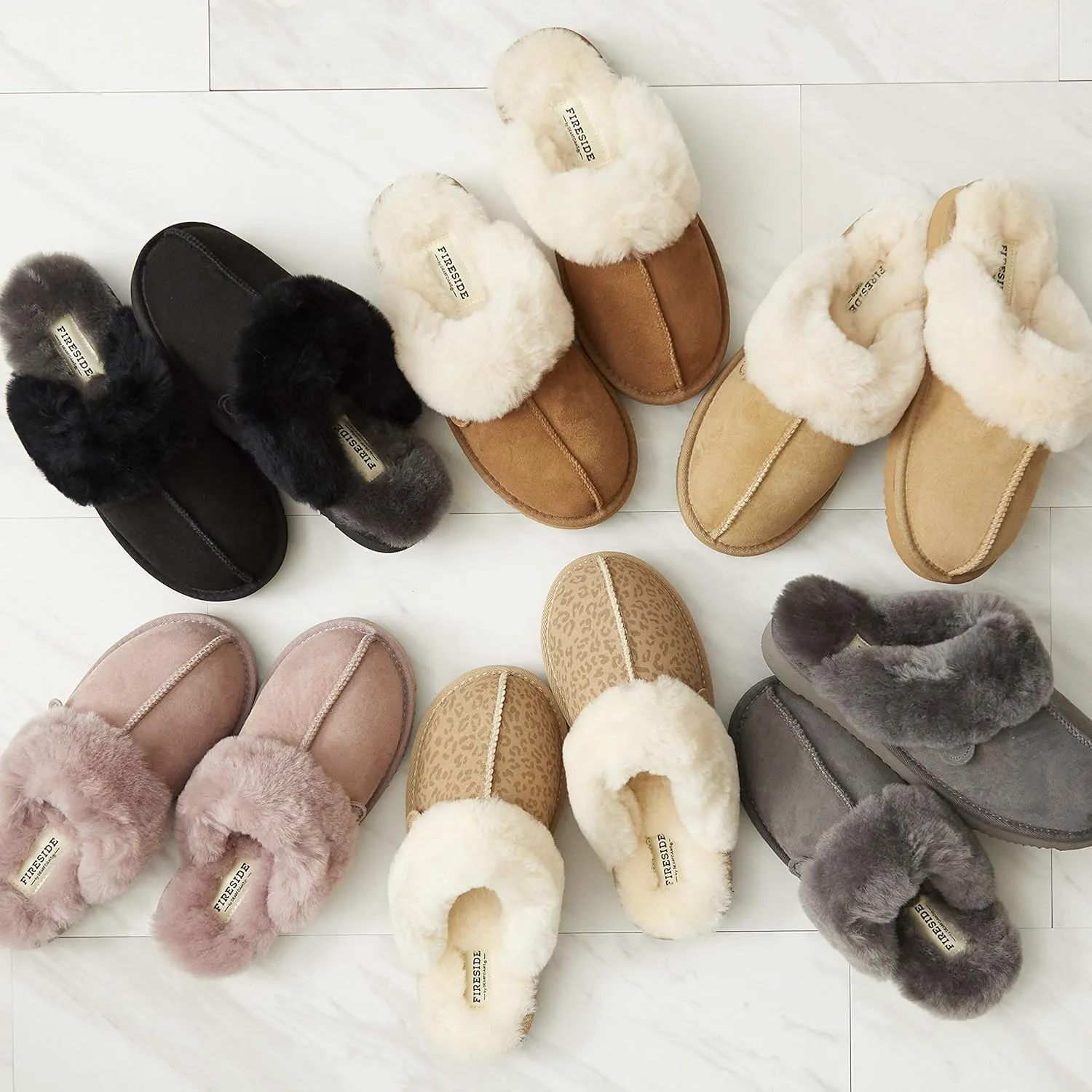Dearfoams Women's Fireside Sydney Shearling Fur Indoor/Outdoor Scuff Slipper with Wide Widths