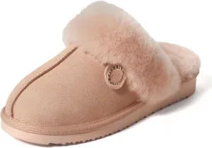 Dearfoams Women's Fireside Sydney Shearling Fur Indoor/Outdoor Scuff Slipper with Wide Widths