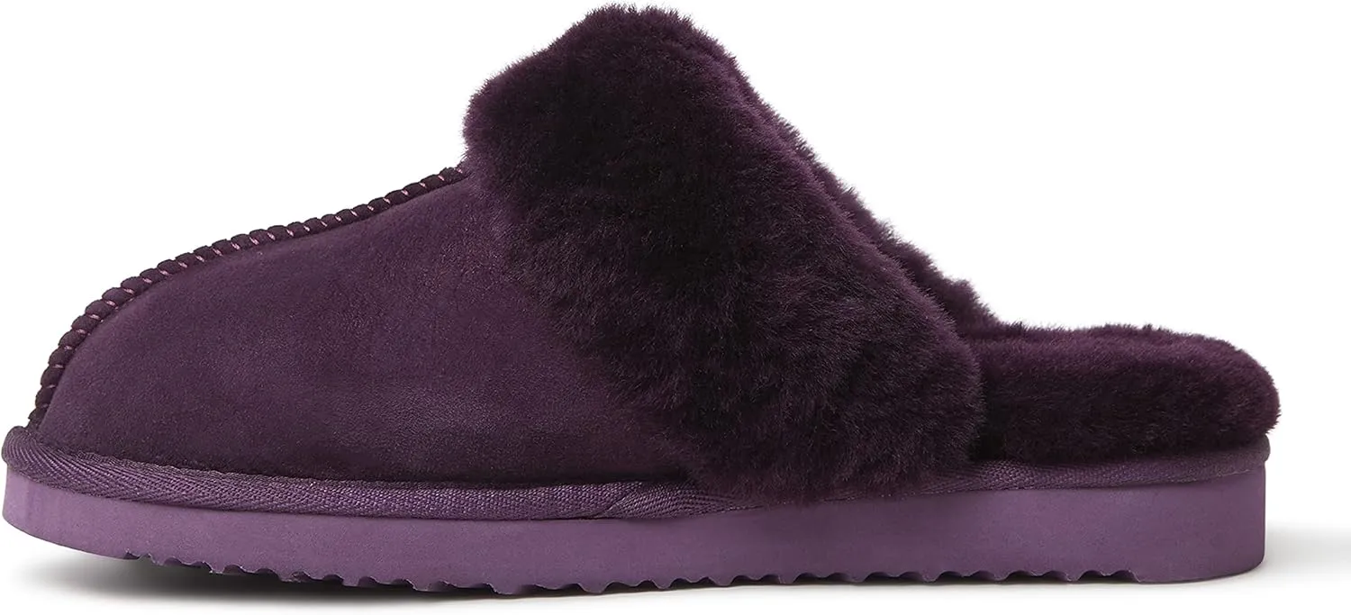 Dearfoams Women's Fireside Sydney Shearling Fur Indoor/Outdoor Scuff Slipper with Wide Widths