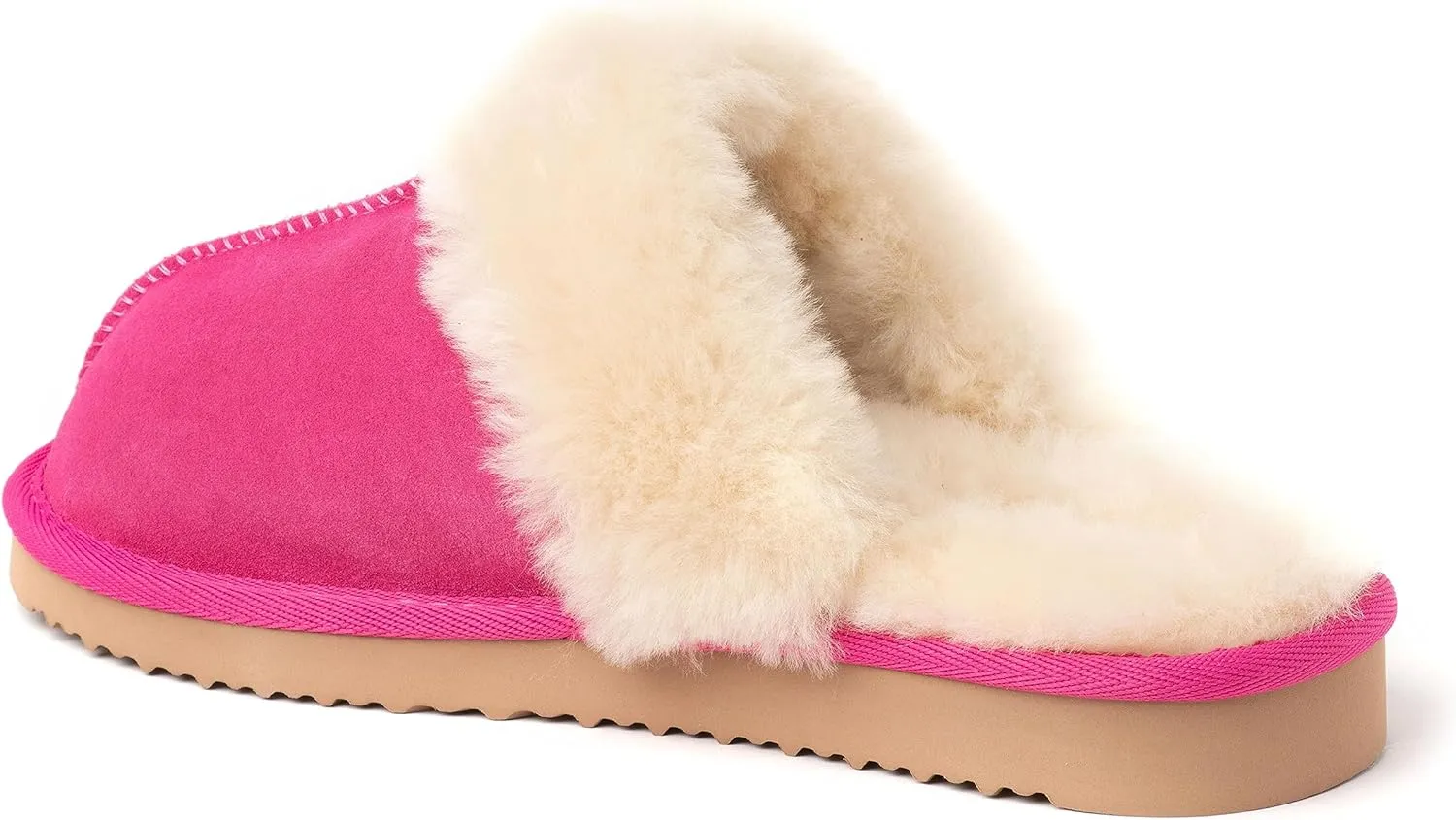 Dearfoams Women's Fireside Sydney Shearling Fur Indoor/Outdoor Scuff Slipper with Wide Widths