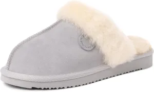 Dearfoams Women's Fireside Sydney Shearling Fur Indoor/Outdoor Scuff Slipper with Wide Widths