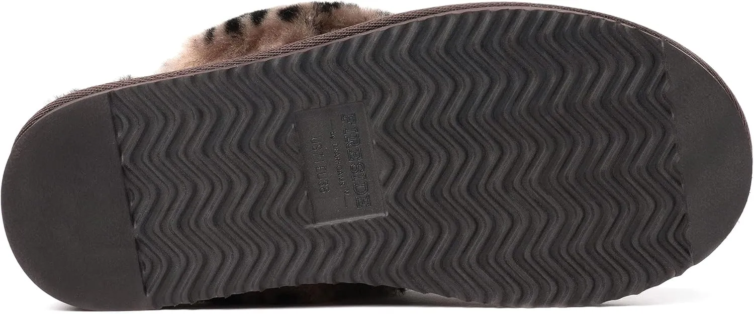 Dearfoams Women's Fireside Sydney Shearling Fur Indoor/Outdoor Scuff Slipper with Wide Widths