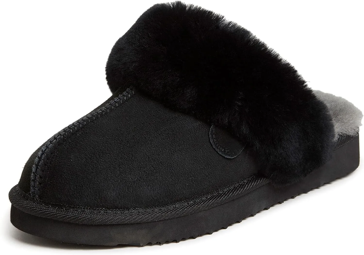 Dearfoams Women's Fireside Sydney Shearling Fur Indoor/Outdoor Scuff Slipper with Wide Widths