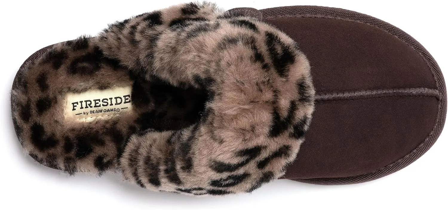 Dearfoams Women's Fireside Sydney Shearling Fur Indoor/Outdoor Scuff Slipper with Wide Widths