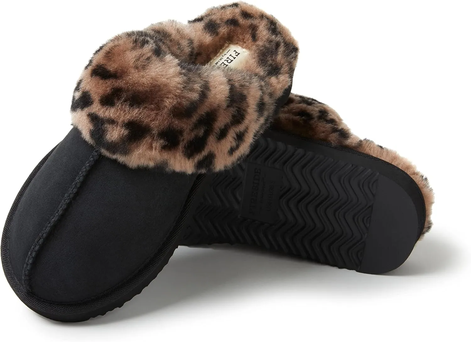 Dearfoams Women's Fireside Sydney Shearling Fur Indoor/Outdoor Scuff Slipper with Wide Widths