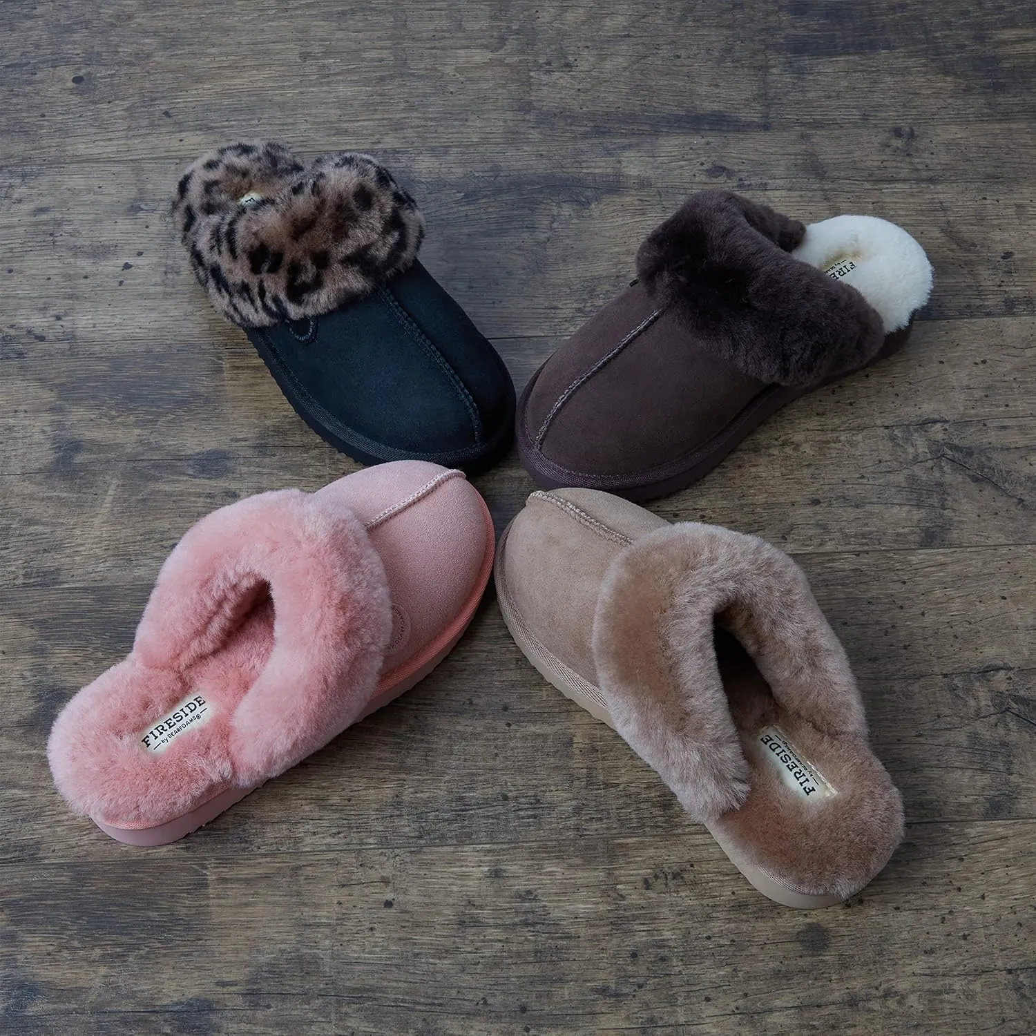 Dearfoams Women's Fireside Sydney Shearling Fur Indoor/Outdoor Scuff Slipper with Wide Widths