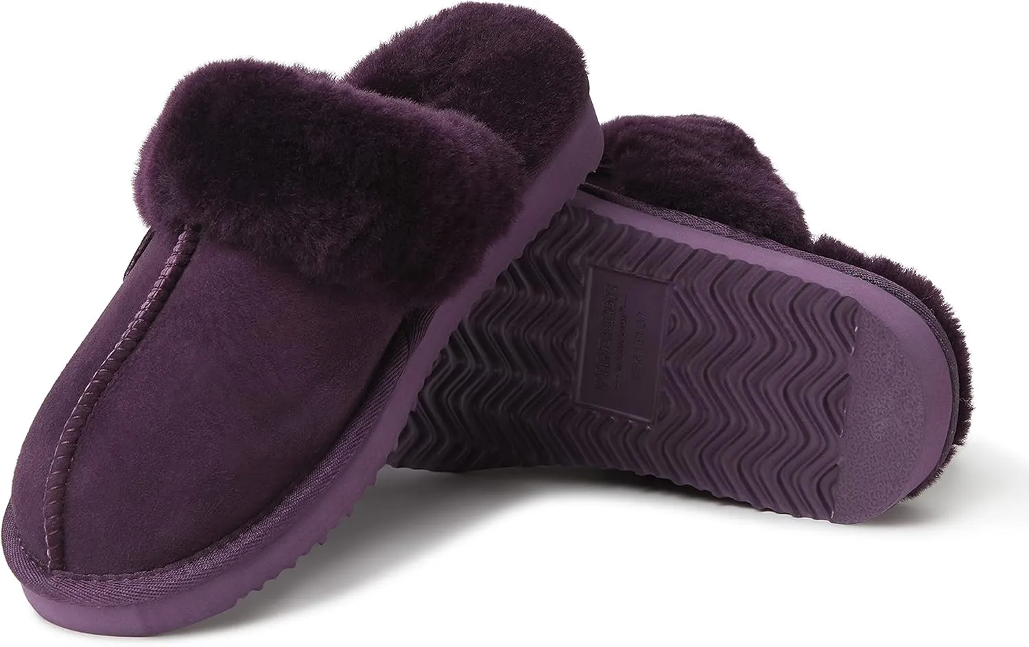 Dearfoams Women's Fireside Sydney Shearling Fur Indoor/Outdoor Scuff Slipper with Wide Widths