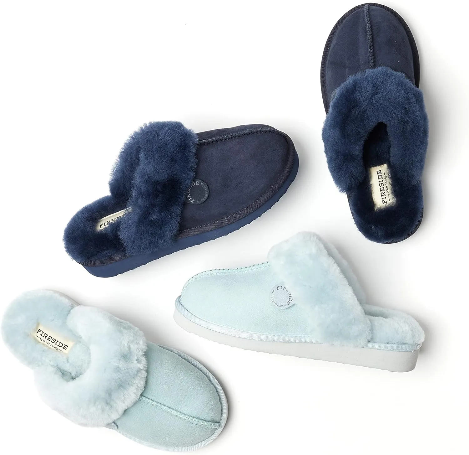 Dearfoams Women's Fireside Sydney Shearling Fur Indoor/Outdoor Scuff Slipper with Wide Widths
