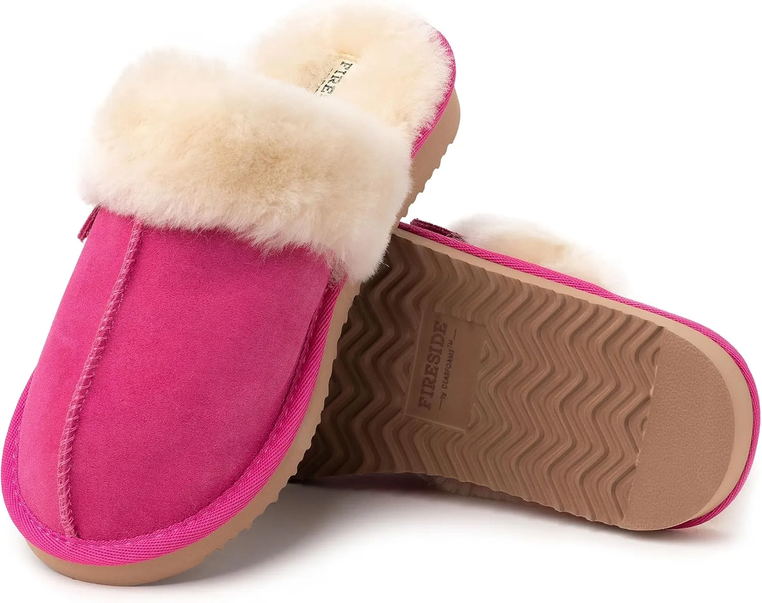 Dearfoams Women's Fireside Sydney Shearling Fur Indoor/Outdoor Scuff Slipper with Wide Widths