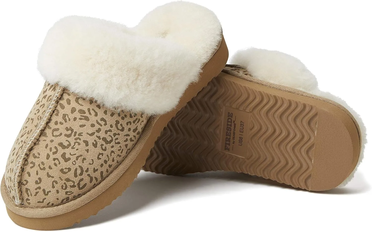 Dearfoams Women's Fireside Sydney Shearling Fur Indoor/Outdoor Scuff Slipper with Wide Widths