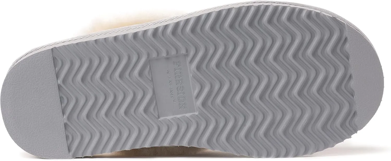 Dearfoams Women's Fireside Sydney Shearling Fur Indoor/Outdoor Scuff Slipper with Wide Widths