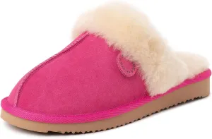 Dearfoams Women's Fireside Sydney Shearling Fur Indoor/Outdoor Scuff Slipper with Wide Widths
