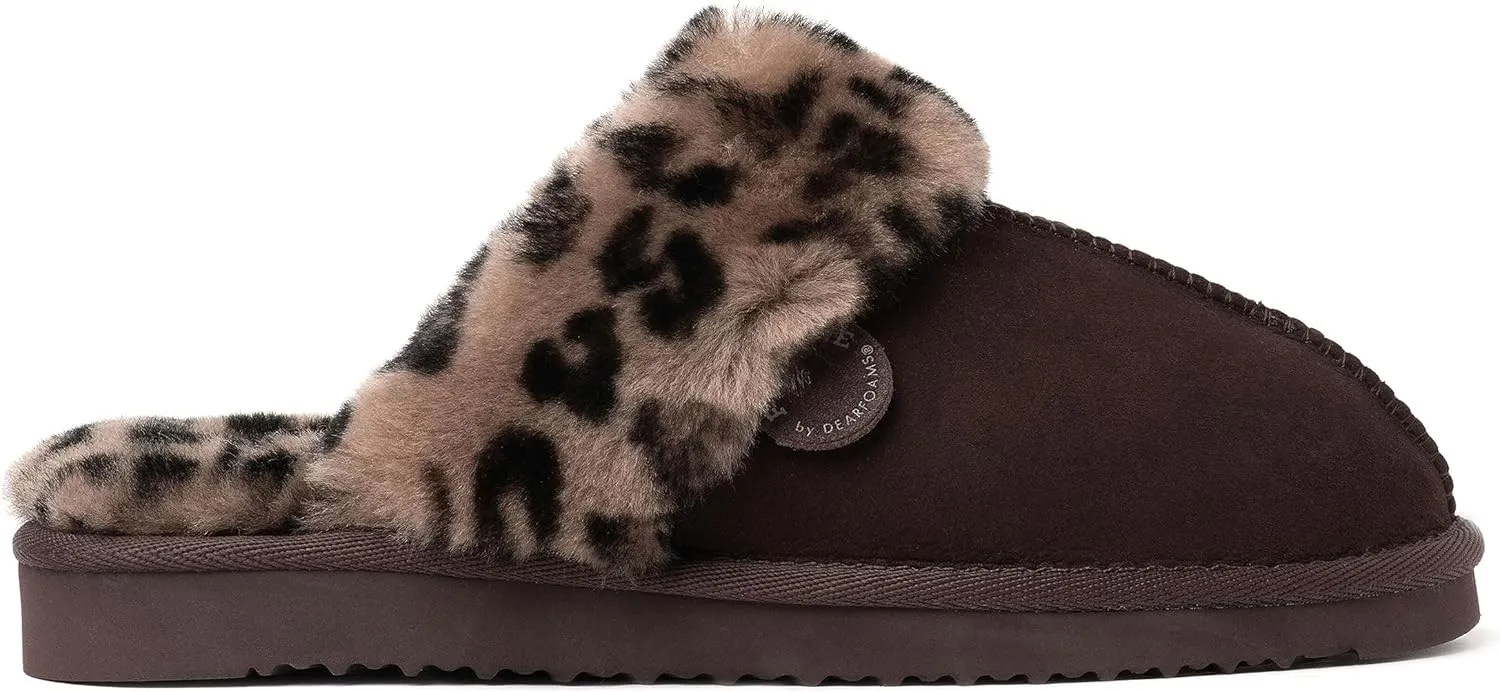 Dearfoams Women's Fireside Sydney Shearling Fur Indoor/Outdoor Scuff Slipper with Wide Widths