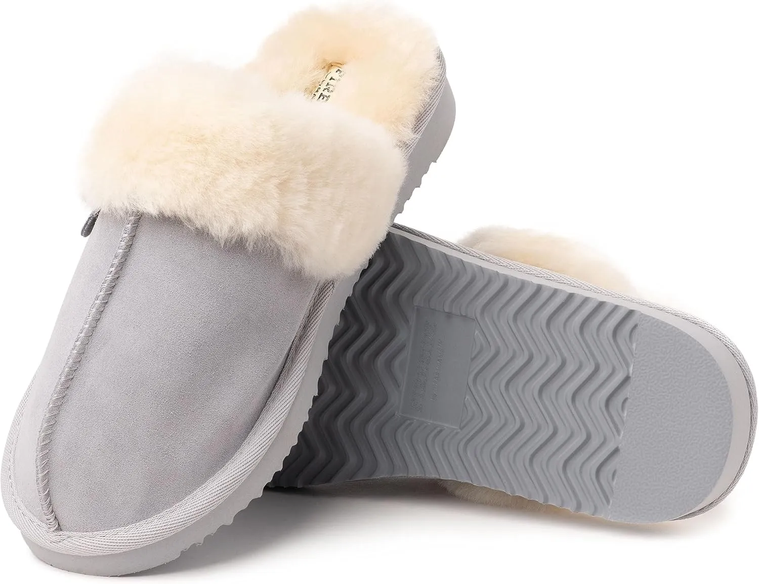 Dearfoams Women's Fireside Sydney Shearling Fur Indoor/Outdoor Scuff Slipper with Wide Widths