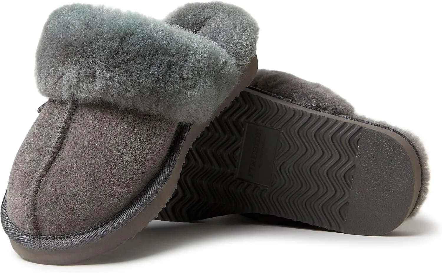 Dearfoams Women's Fireside Sydney Shearling Fur Indoor/Outdoor Scuff Slipper with Wide Widths