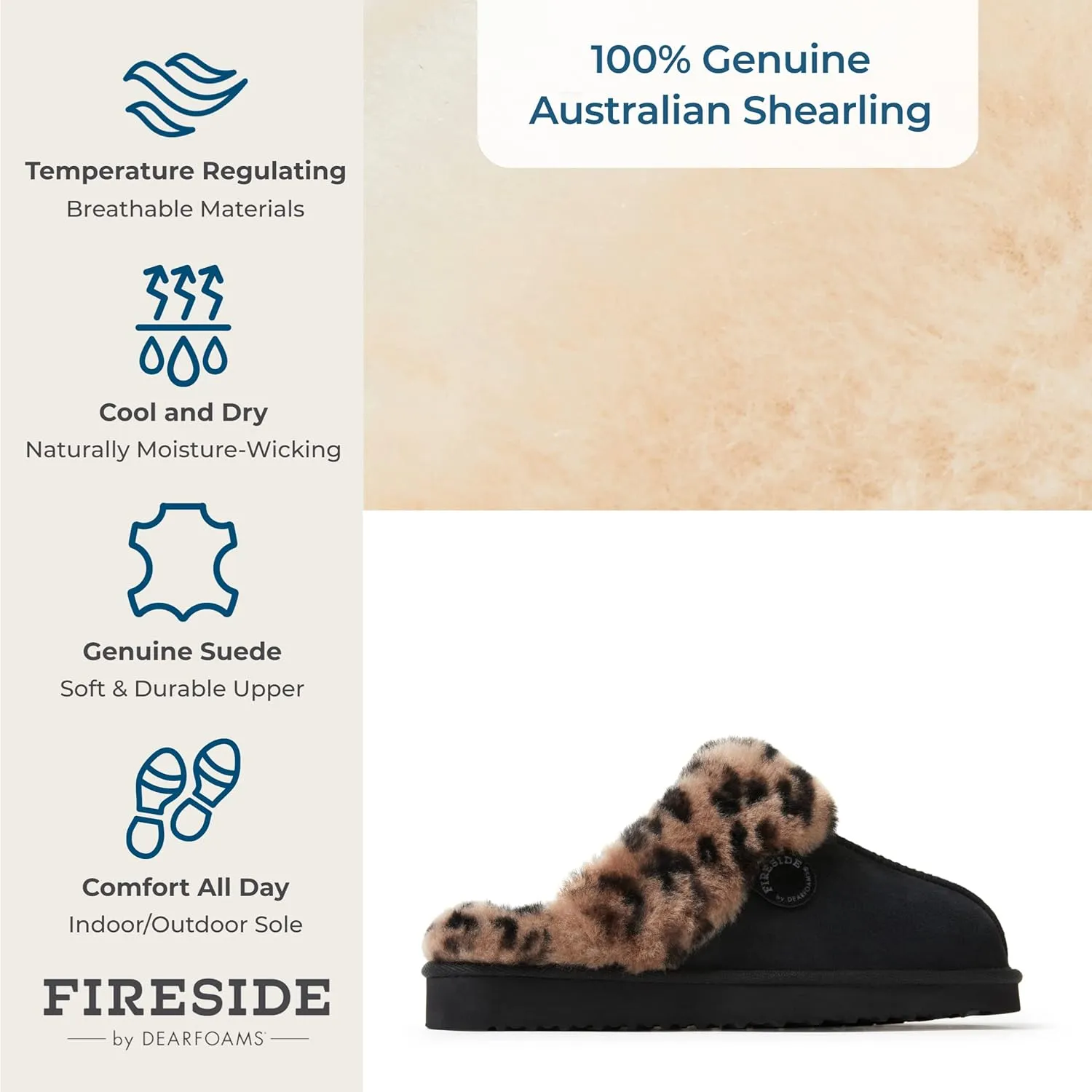 Dearfoams Women's Fireside Sydney Shearling Fur Indoor/Outdoor Scuff Slipper with Wide Widths