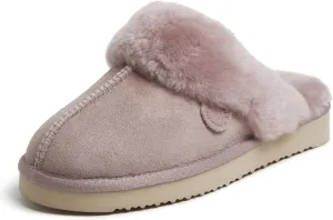 Dearfoams Women's Fireside Sydney Shearling Fur Indoor/Outdoor Scuff Slipper with Wide Widths