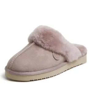 Dearfoams womens Fireside Sydney Shearling Fur Indoor/Outdoor Scuff With Wide Widths Slipper, Dusty Pink, 10 US