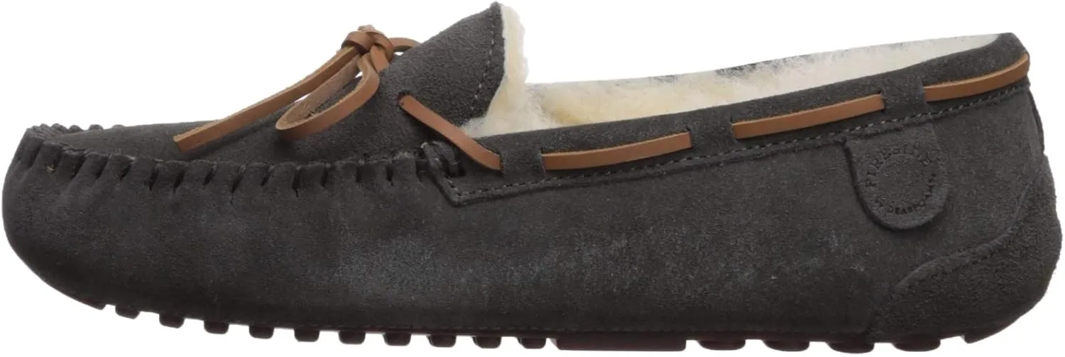 Dearfoams Women's Fireside Water Resistant Genuine Shearling Victoria Moc with Tie