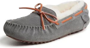 Dearfoams Women's Fireside Water Resistant Genuine Shearling Victoria Moc with Tie