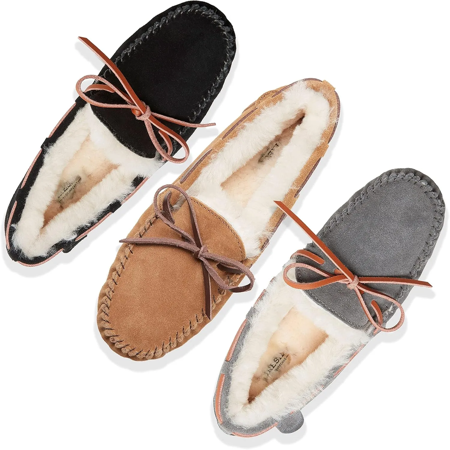 Dearfoams Women's Fireside Water Resistant Genuine Shearling Victoria Moc with Tie