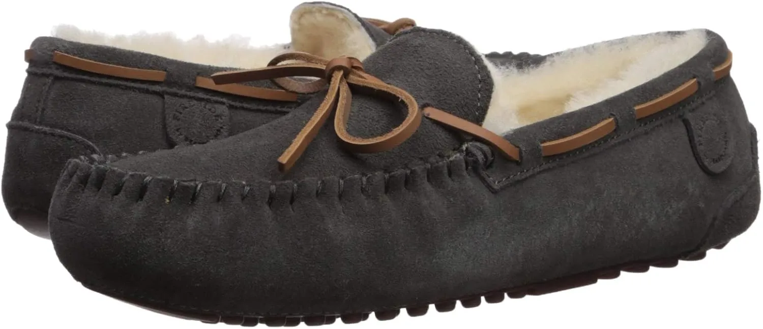Dearfoams Women's Fireside Water Resistant Genuine Shearling Victoria Moc with Tie
