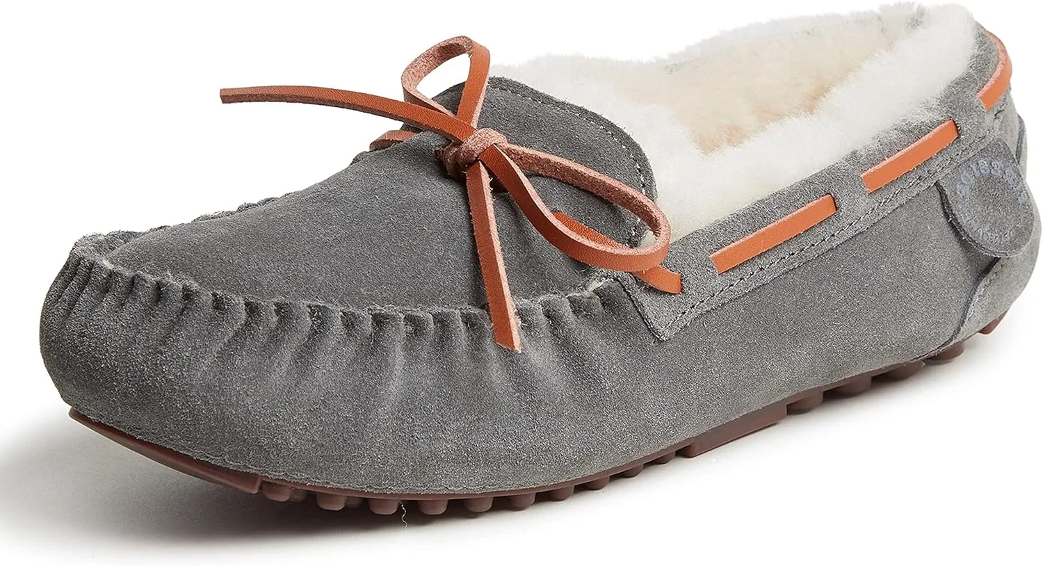 Dearfoams Women's Fireside Water Resistant Genuine Shearling Victoria Moc with Tie