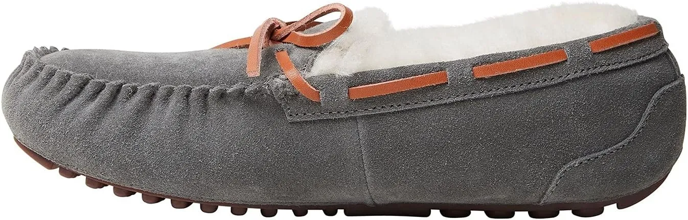 Dearfoams Women's Fireside Water Resistant Genuine Shearling Victoria Moc with Tie