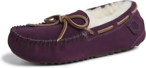 Dearfoams Women's Fireside Water Resistant Genuine Shearling Victoria Moc with Tie