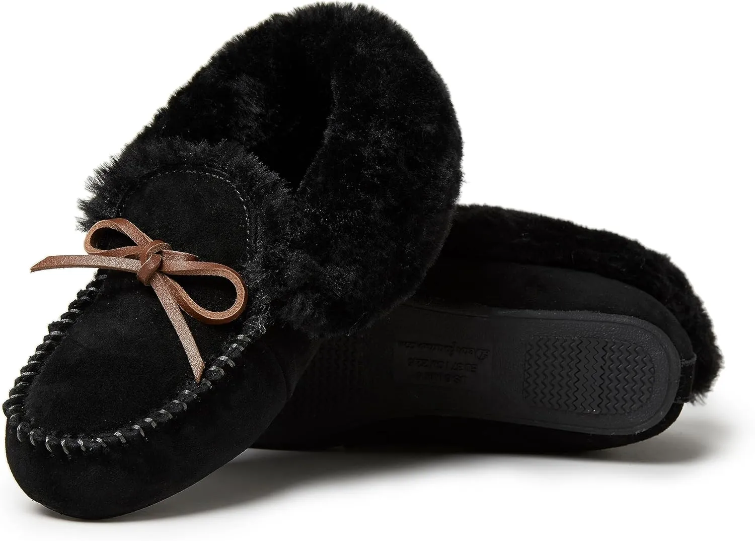 Dearfoams Women's Genuine Suede Foldover Bootie Slipper with Tie