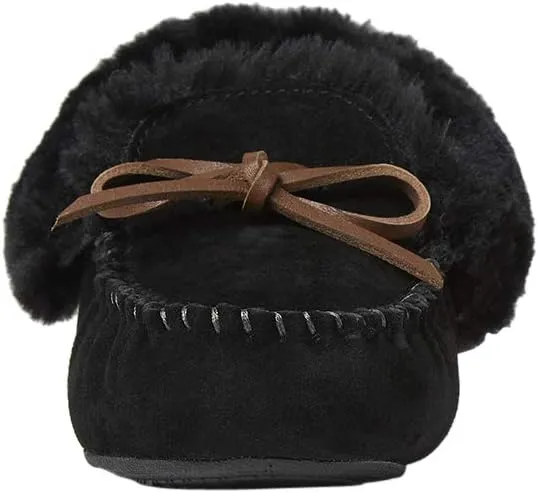 Dearfoams Women's Genuine Suede Foldover Bootie Slipper with Tie