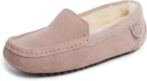 Dearfoams Women's Moccasin Slipper - Fireside Mel Indoor House Shoe with Genuine Shearling and Cozy Memeory Foam