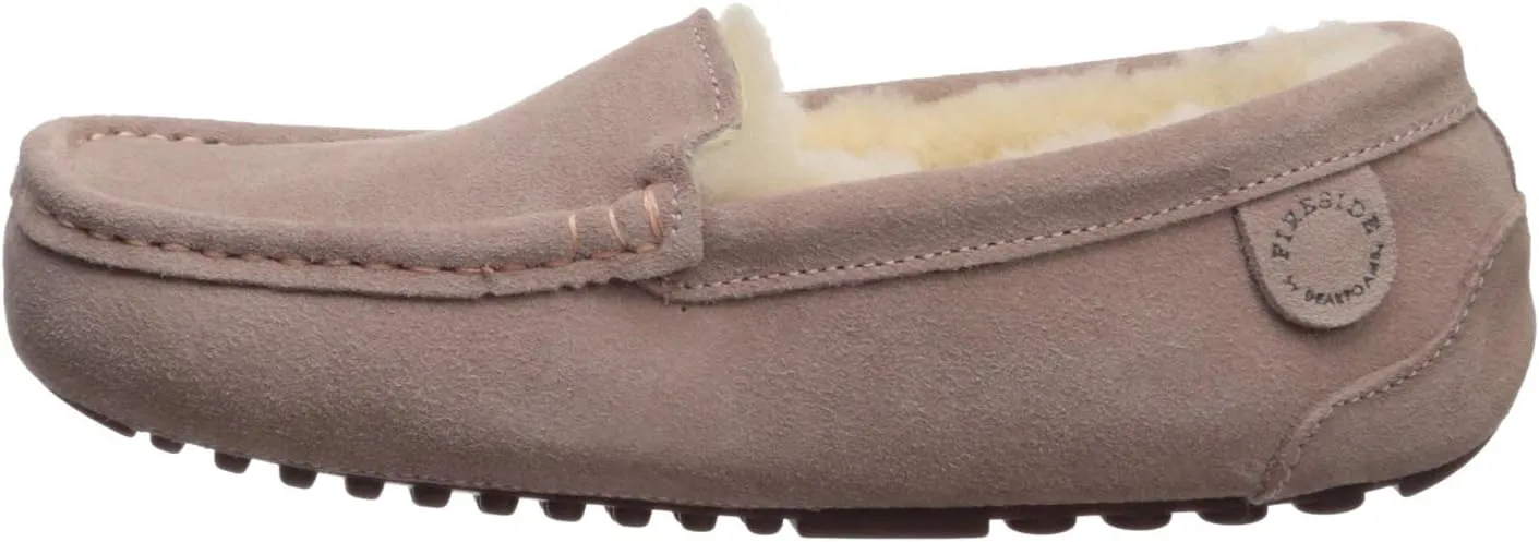Dearfoams Women's Moccasin Slipper - Fireside Mel Indoor House Shoe with Genuine Shearling and Cozy Memeory Foam