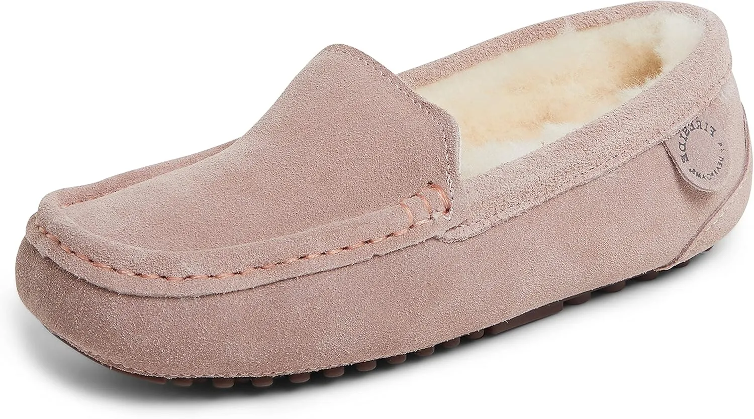 Dearfoams Women's Moccasin Slipper - Fireside Mel Indoor House Shoe with Genuine Shearling and Cozy Memeory Foam