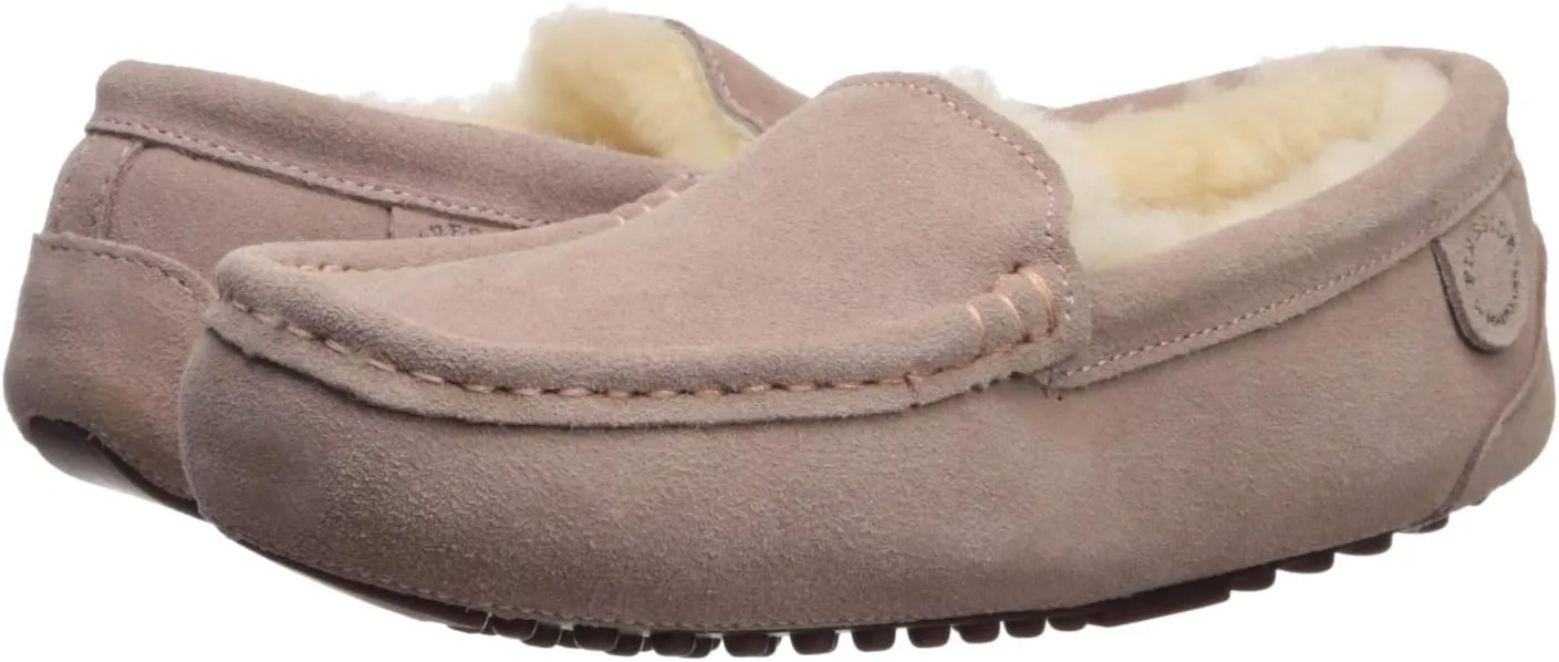 Dearfoams Women's Moccasin Slipper - Fireside Mel Indoor House Shoe with Genuine Shearling and Cozy Memeory Foam