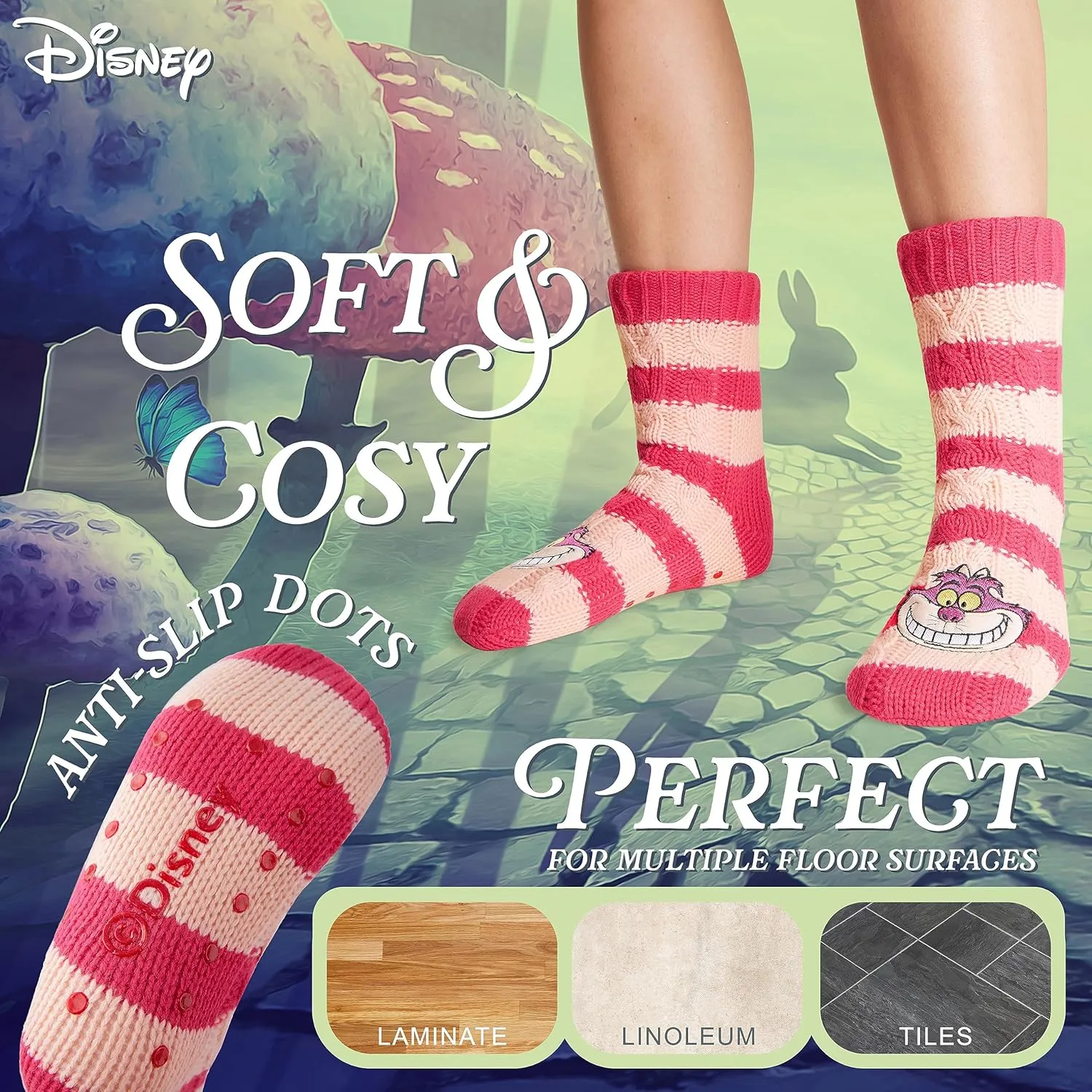 Disney Fluffy Socks for Women and Teenagers Soft Warm Slipper Socks Non Slip One Size Lounge Wear Gifts for Women