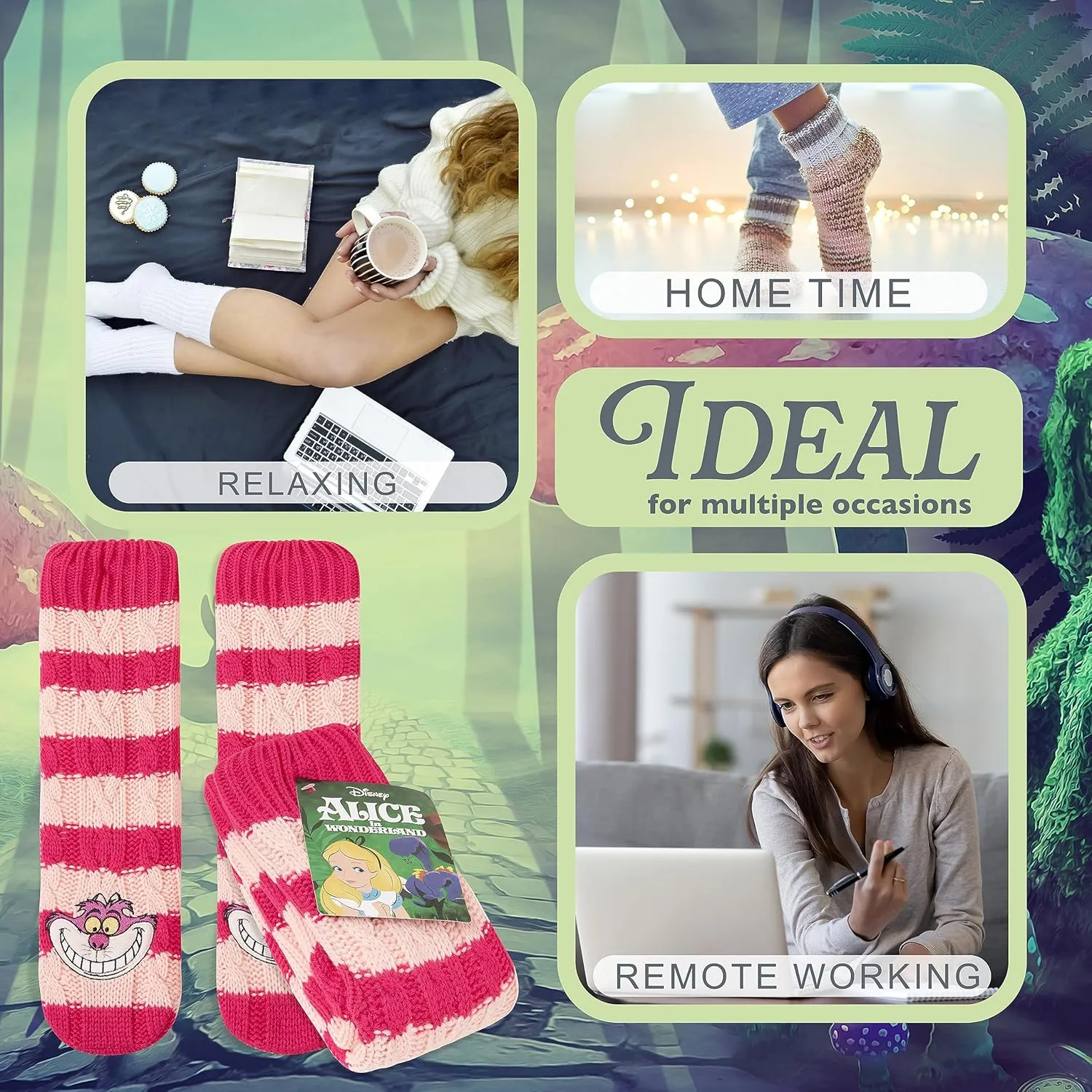Disney Fluffy Socks for Women and Teenagers Soft Warm Slipper Socks Non Slip One Size Lounge Wear Gifts for Women