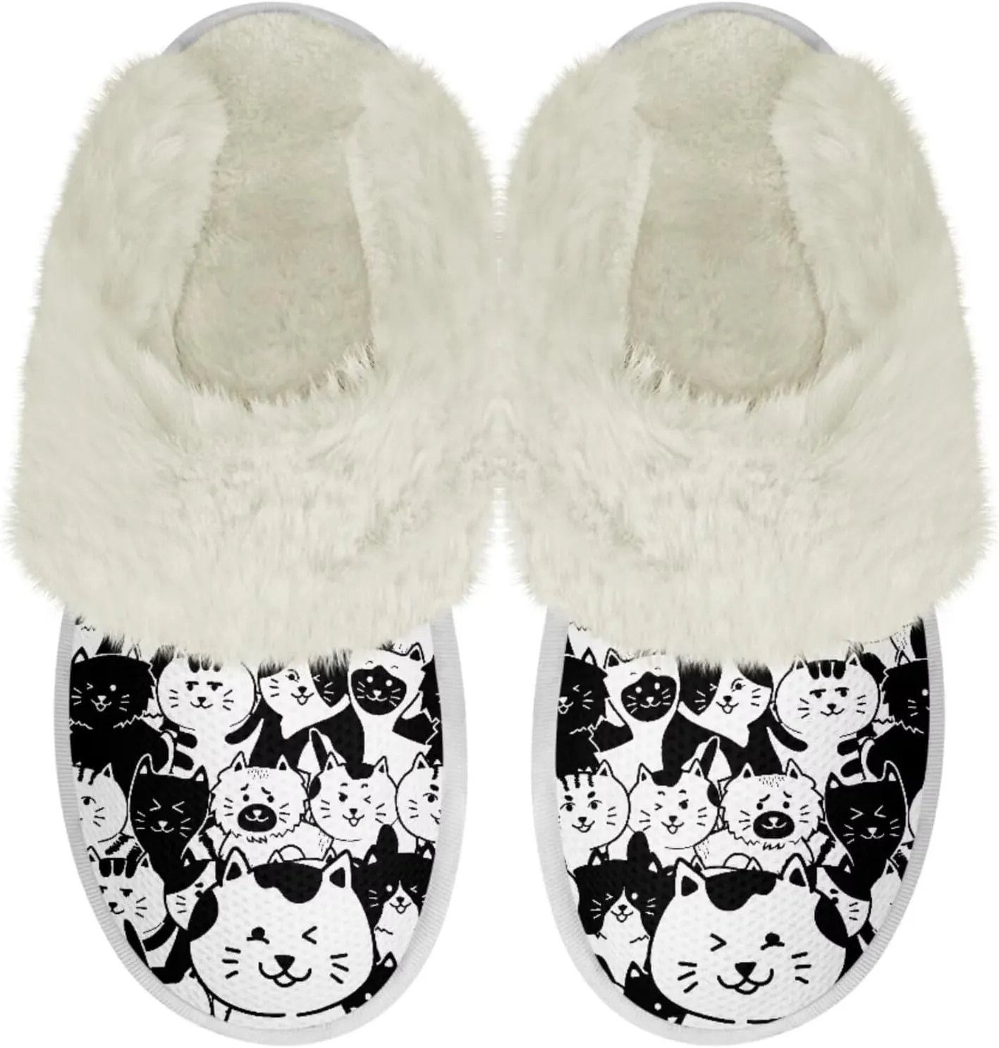 Dog Print Women Cotton Slippers Mens Slippers Fuzzy House Slippers for Women Memory Foam Plush Slippers Fully Flannel Lined Non Slip Shoes for Winter