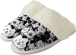 Dog Print Women Cotton Slippers Mens Slippers Fuzzy House Slippers for Women Memory Foam Plush Slippers Fully Flannel Lined Non Slip Shoes for Winter
