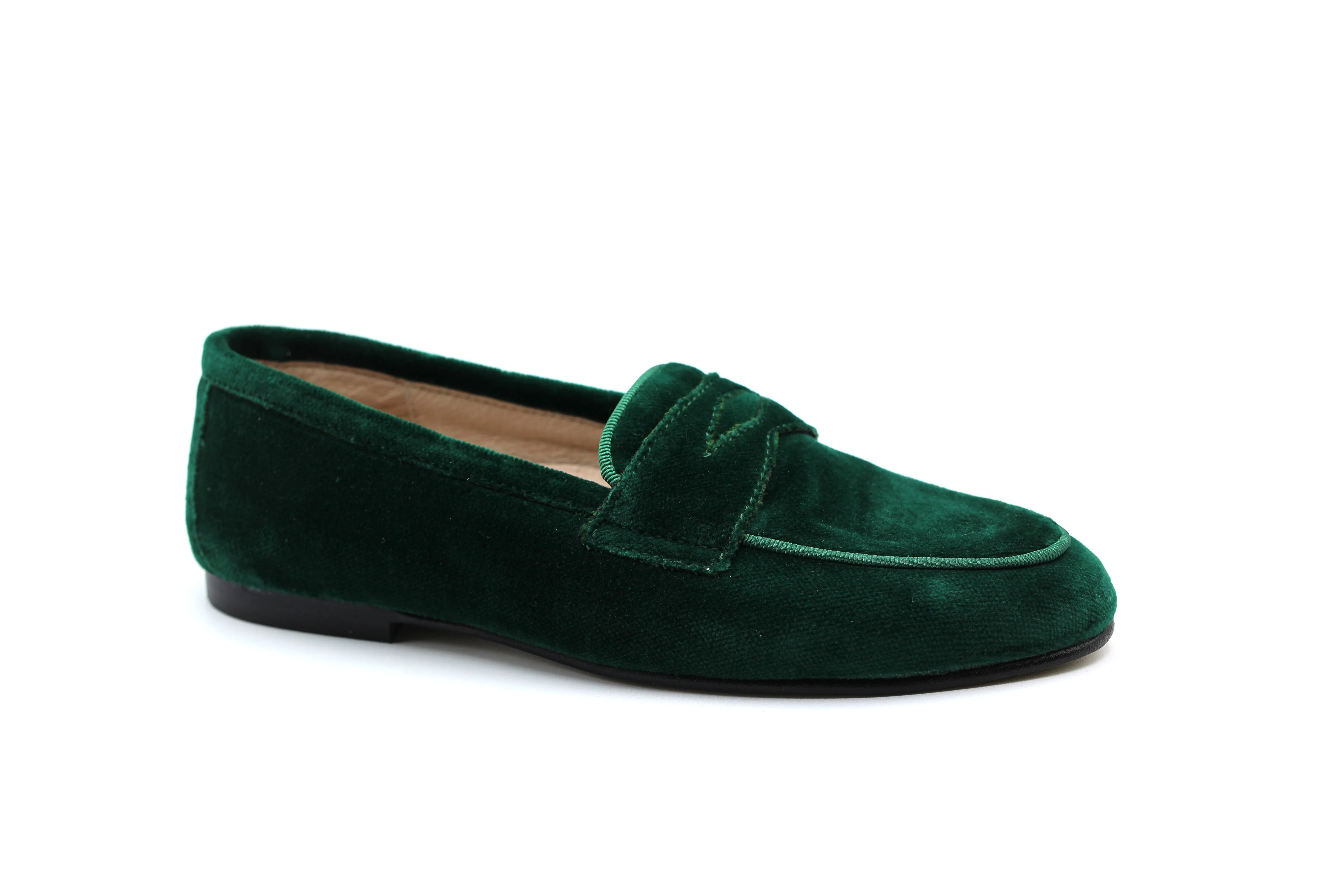 Don Louis Green Velvet Penny Loafer