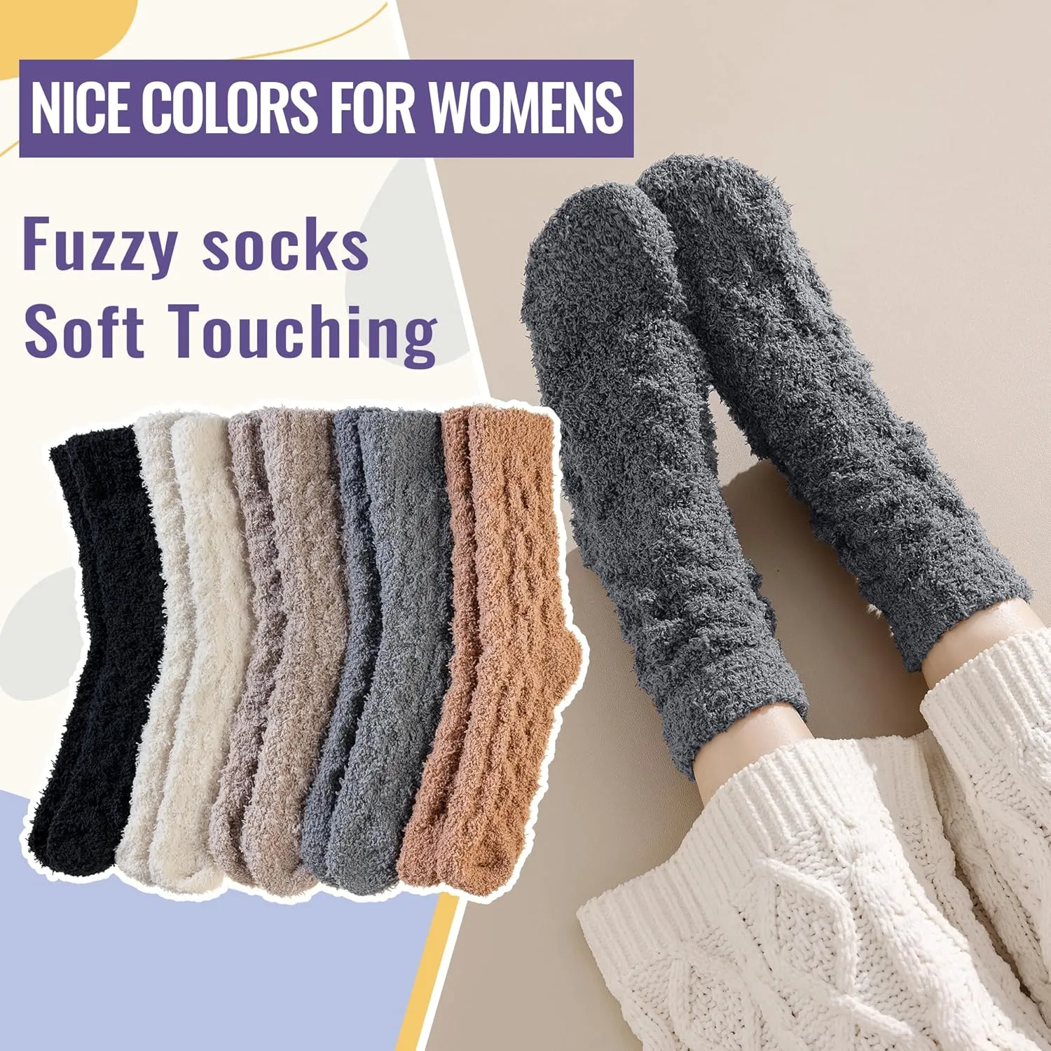 DoSmart Fuzzy Socks For Women Slipper Warm Fluffy Soft Winter Cozy Plush Sleep Cabin Christmas Home Socks