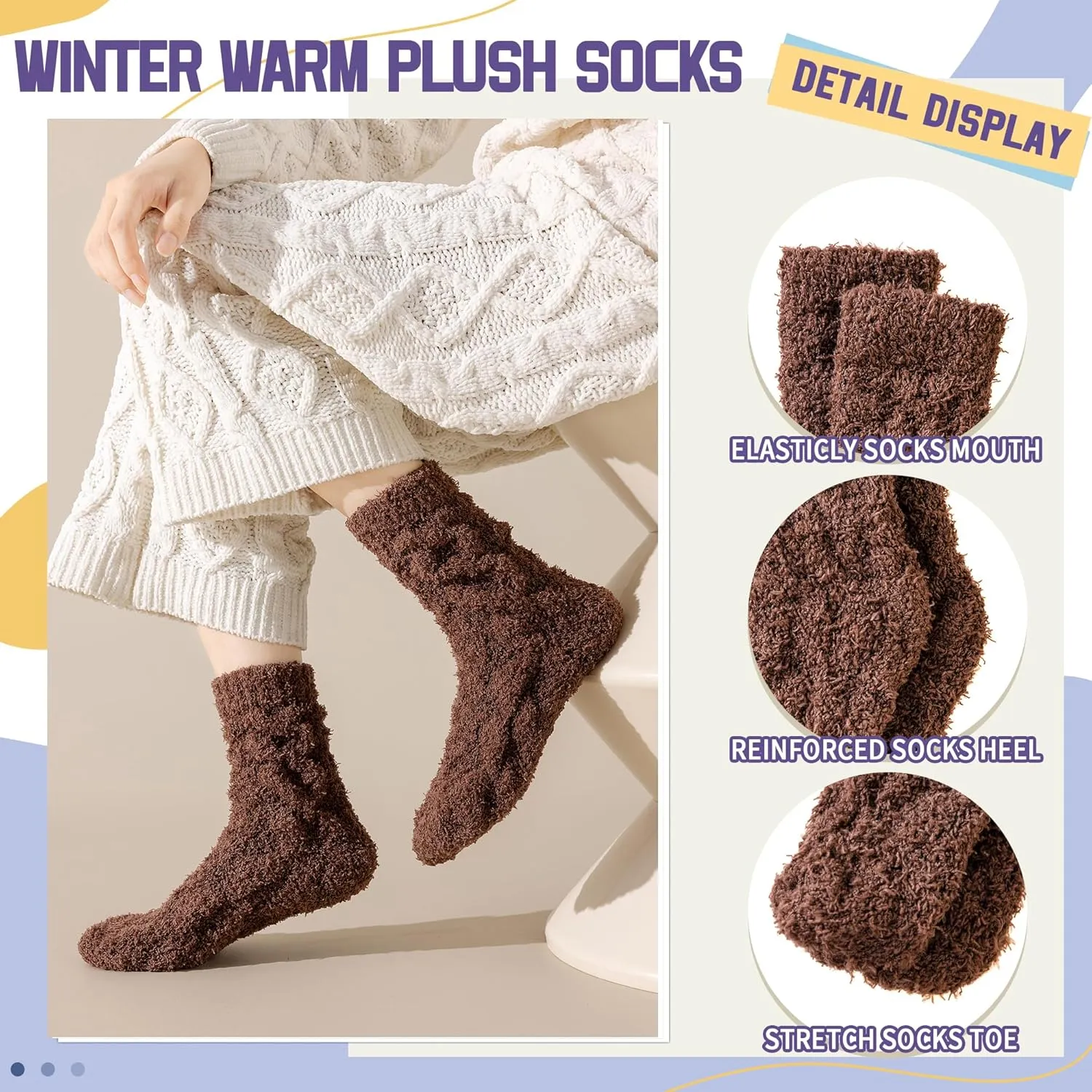 DoSmart Fuzzy Socks For Women Slipper Warm Fluffy Soft Winter Cozy Plush Sleep Cabin Christmas Home Socks