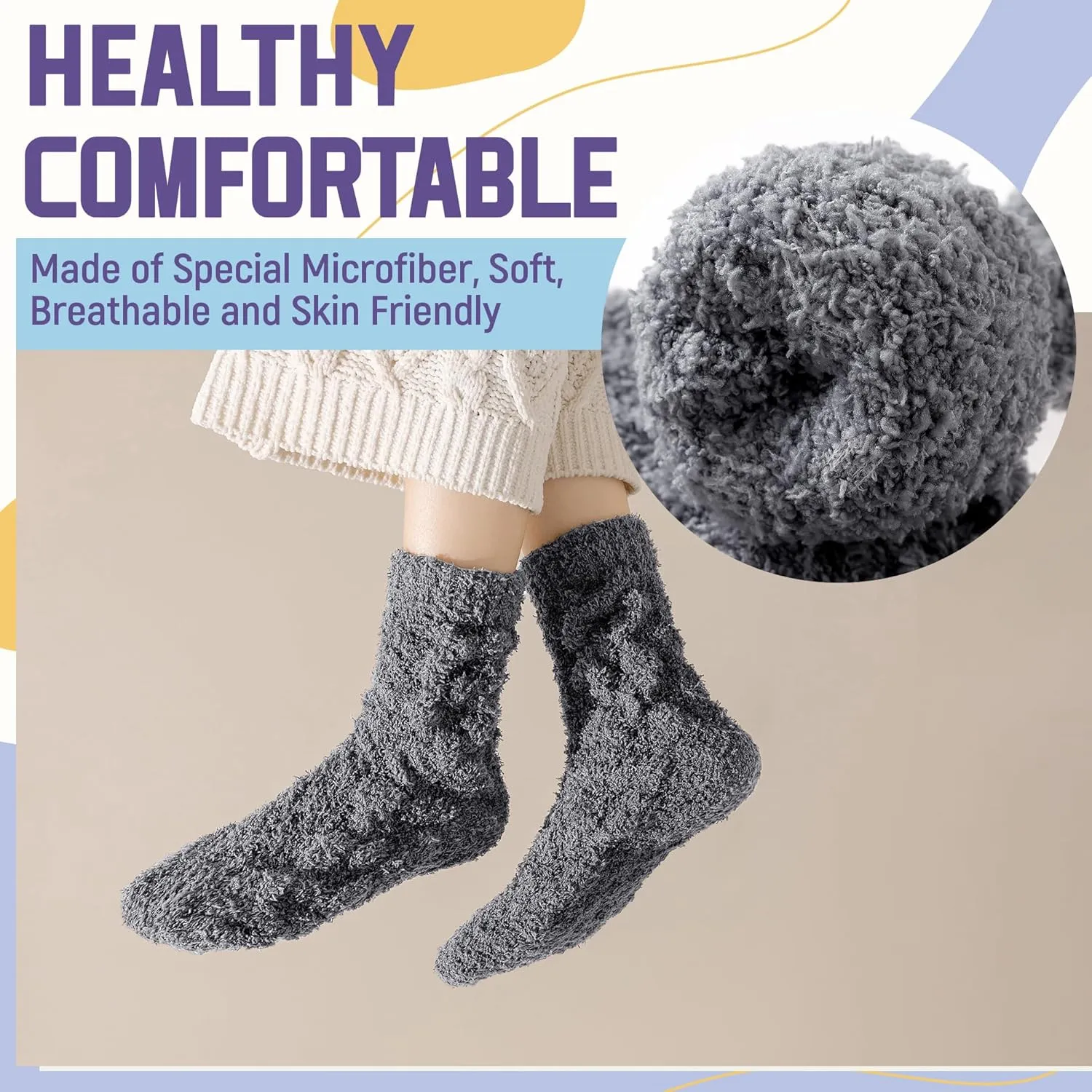 DoSmart Fuzzy Socks For Women Slipper Warm Fluffy Soft Winter Cozy Plush Sleep Cabin Christmas Home Socks